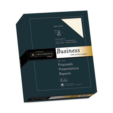 Southworth Southworth, 25% COTTON BUSINESS PAPER, 24 LB, 8.5 X 11, NATURAL, 500/REAM 404NC